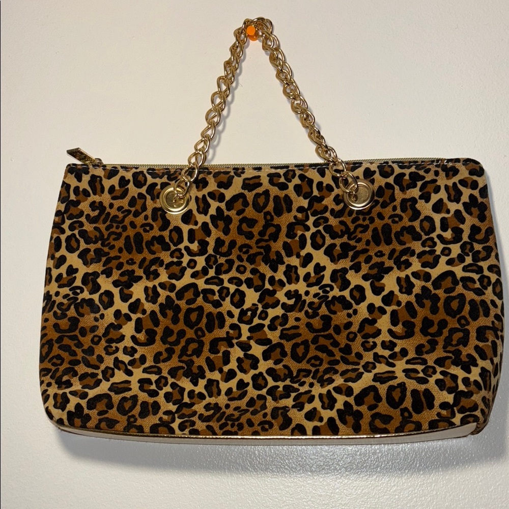 Travel Can Cooler Leopard Print Chain Handle Bag